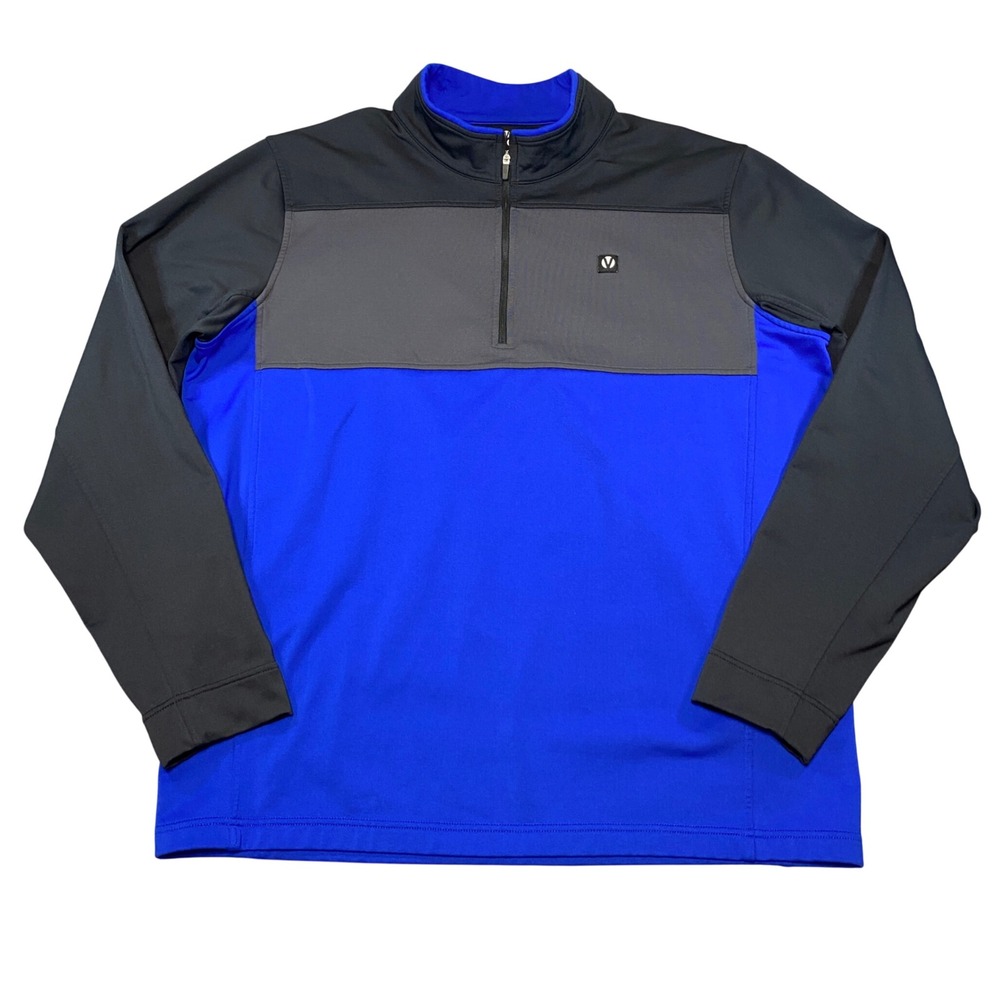 Vuga Mens XXL Quarter Zip Pullover Golf Activewear Blue Black Colorblock Stretch